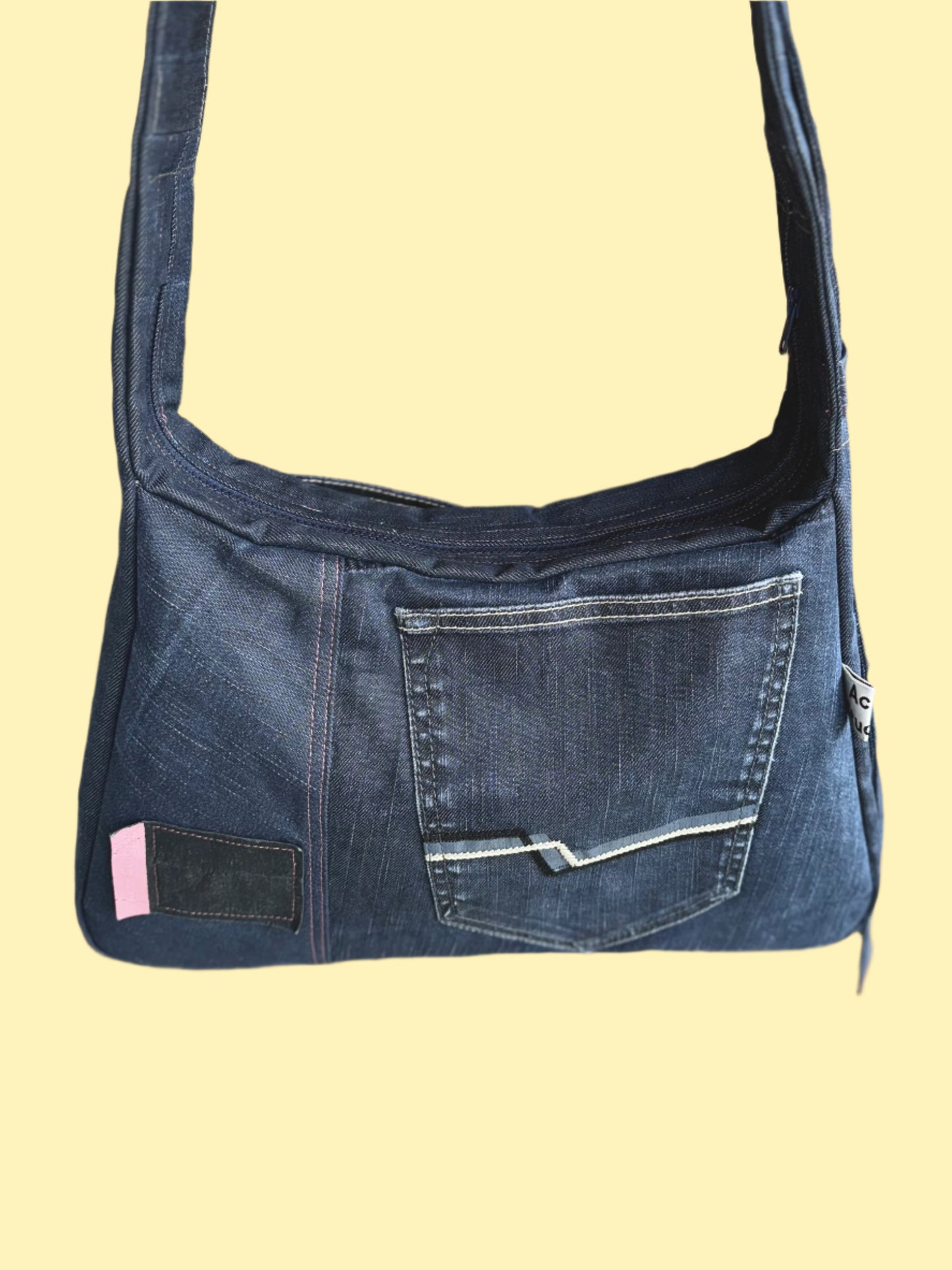 upcycled acne studios dark blue denim laptop bag by KIOKU Studio