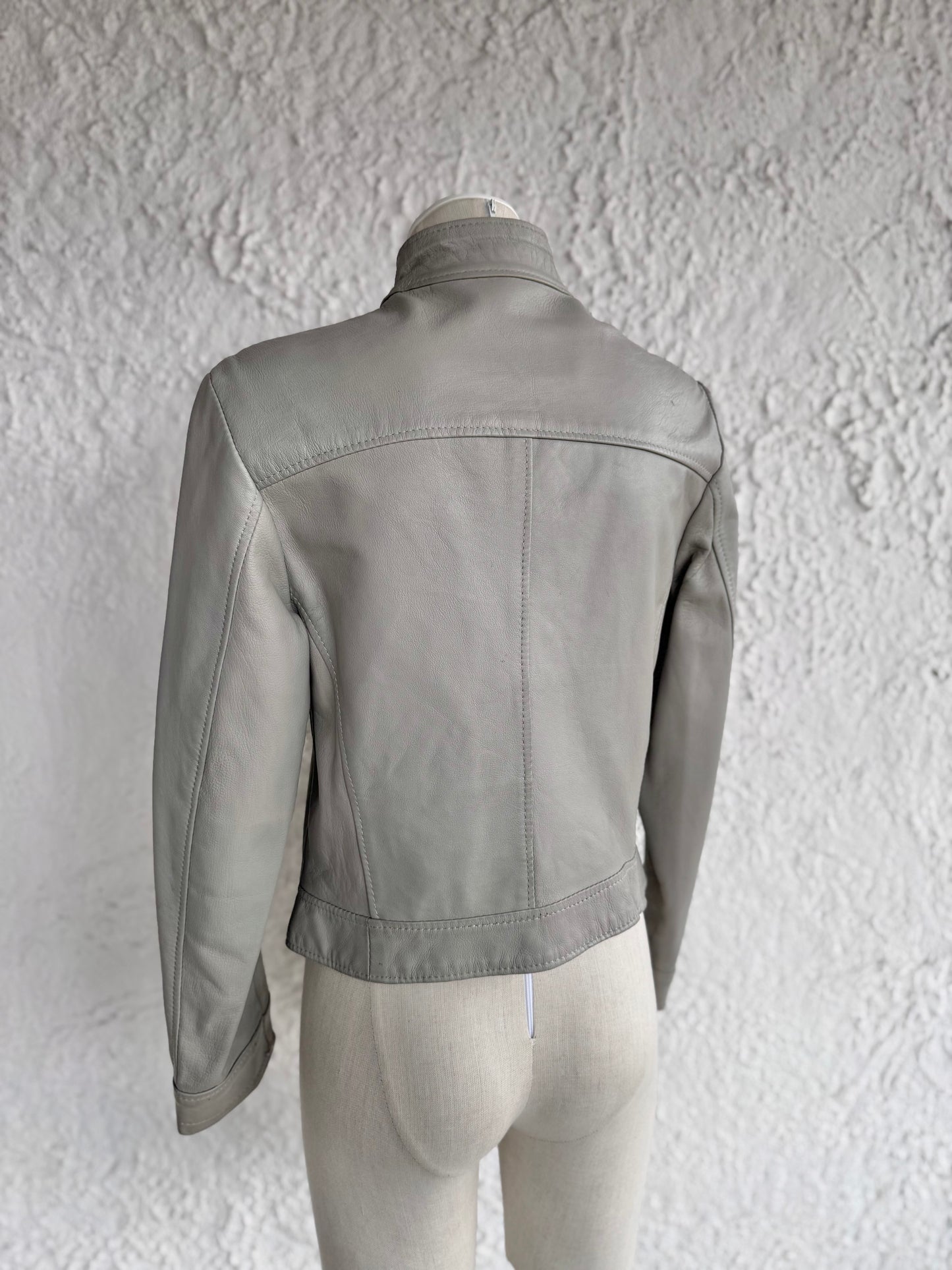 1990s vintage grey leather jacket • enigma