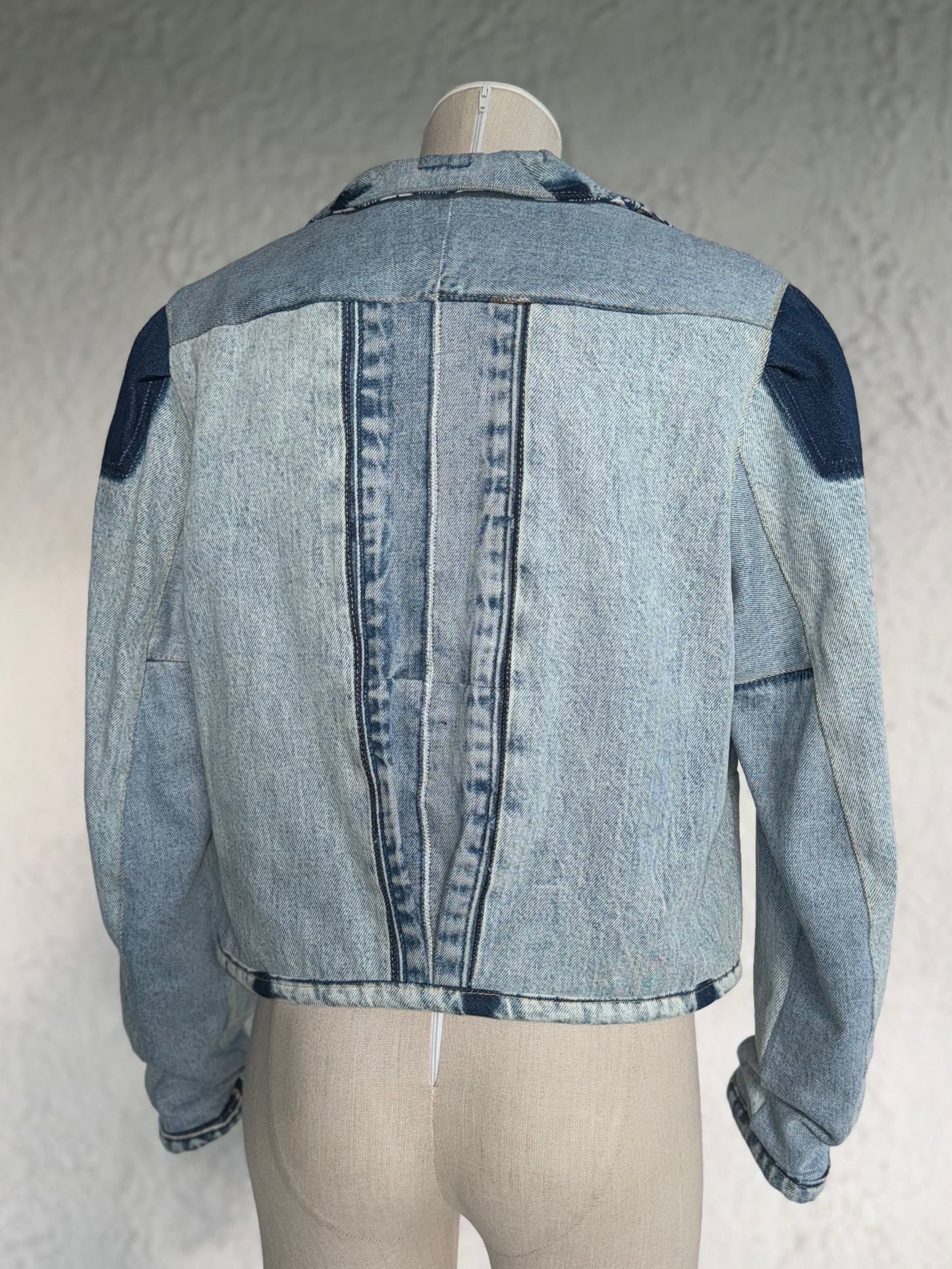cropped patched denim jacket by KIOKU Studio