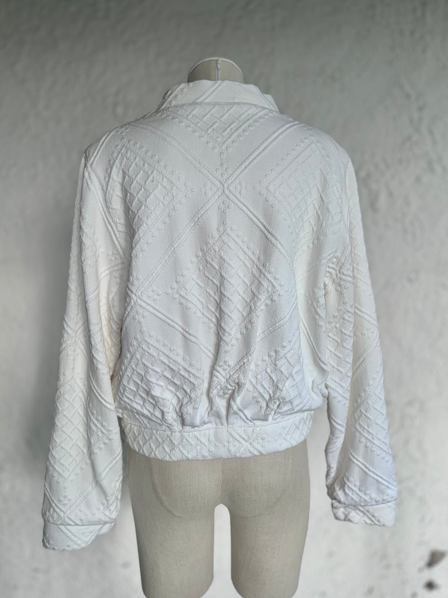Angel • upcycled white bomber jacket • KIOKU Studio