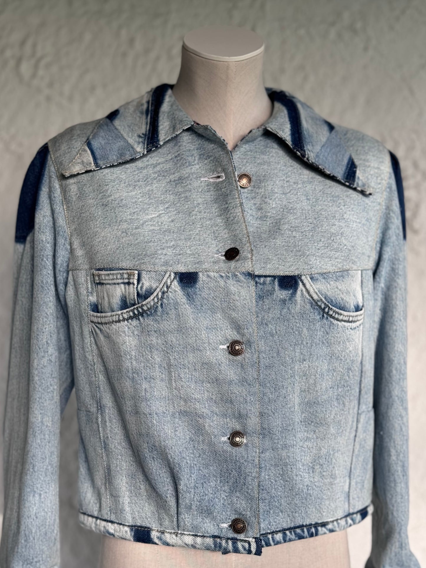 cropped patched denim jacket by KIOKU Studio