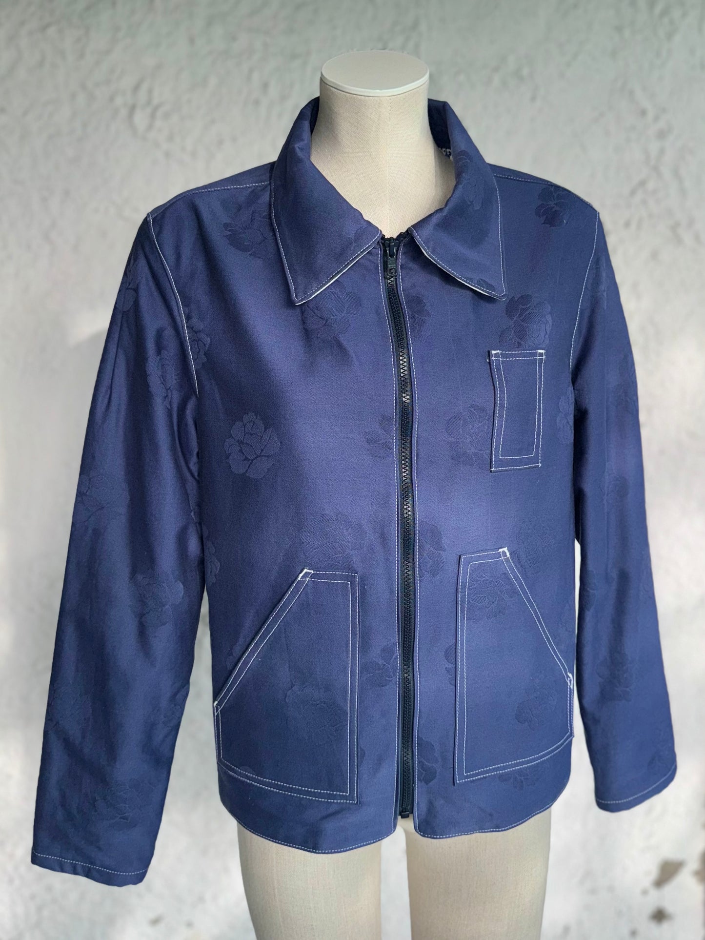 blue roses cotton jacket by KIOKU Studio