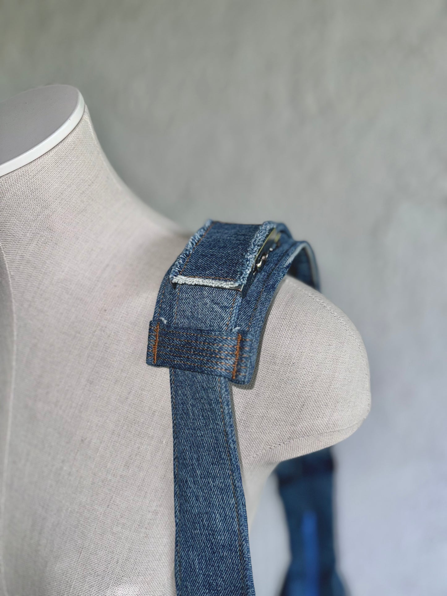 upcycled levi's light blue denim laptop bag by KIOKU Studio