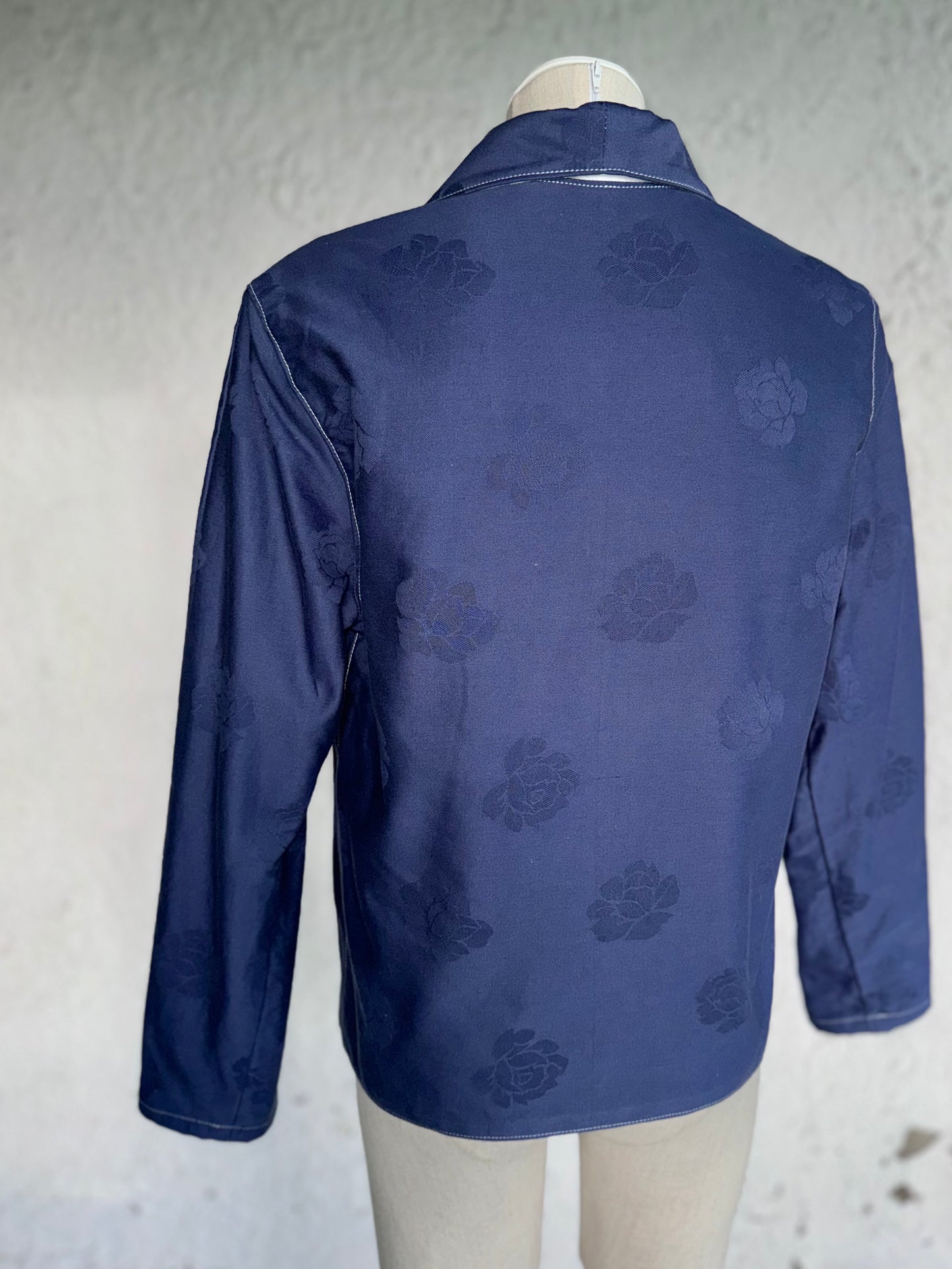 blue roses cotton jacket by KIOKU Studio