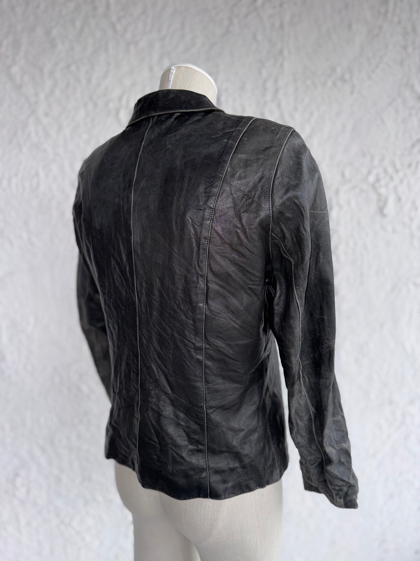 1970s vintage black leather jacket • river