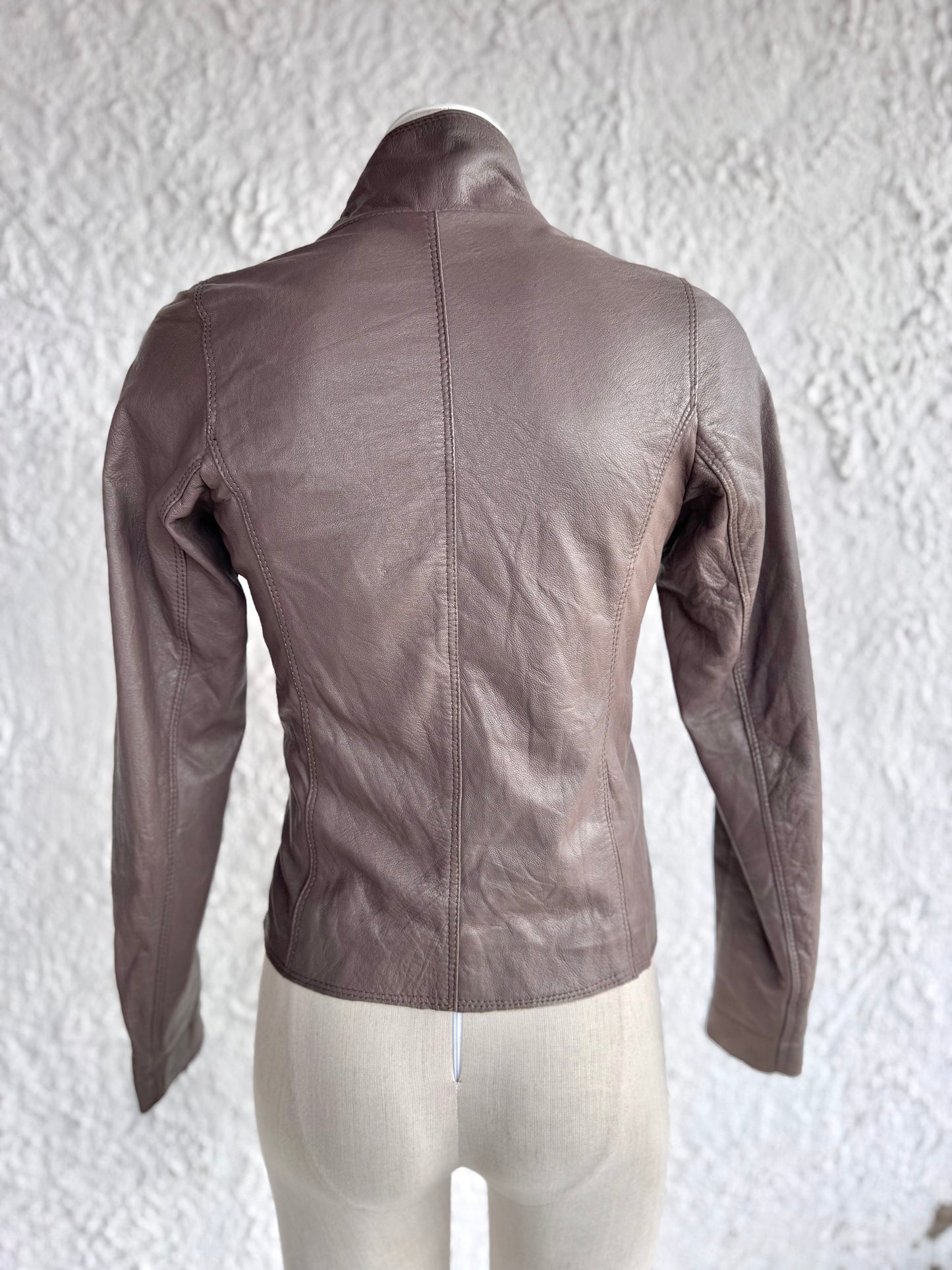 y2k taupe leather jacket • opium