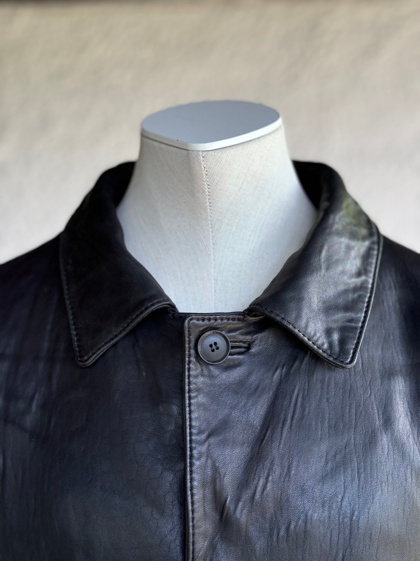 Y2K black leather jacket • Pierre Cardin