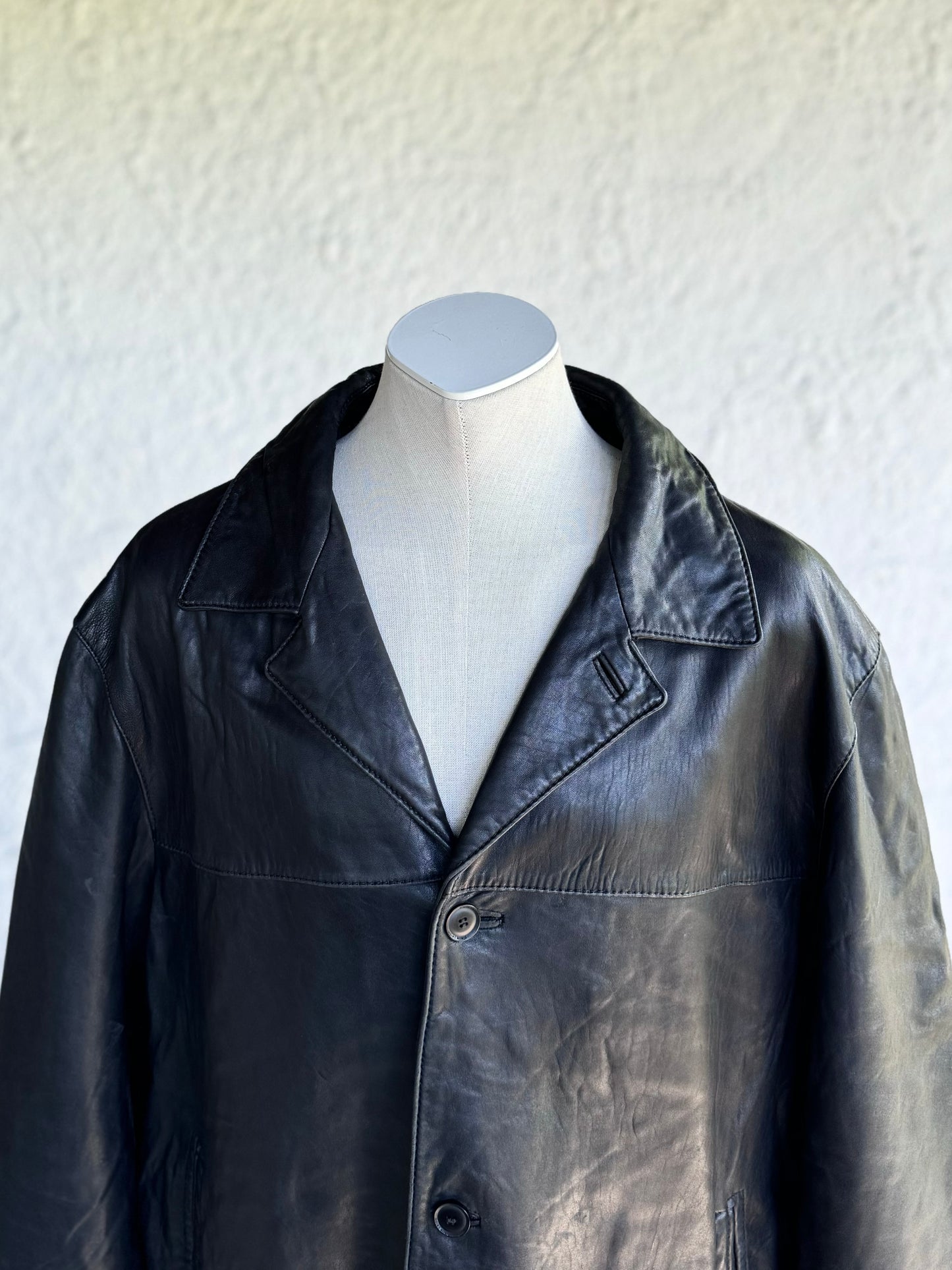 Y2K black leather jacket • Pierre Cardin