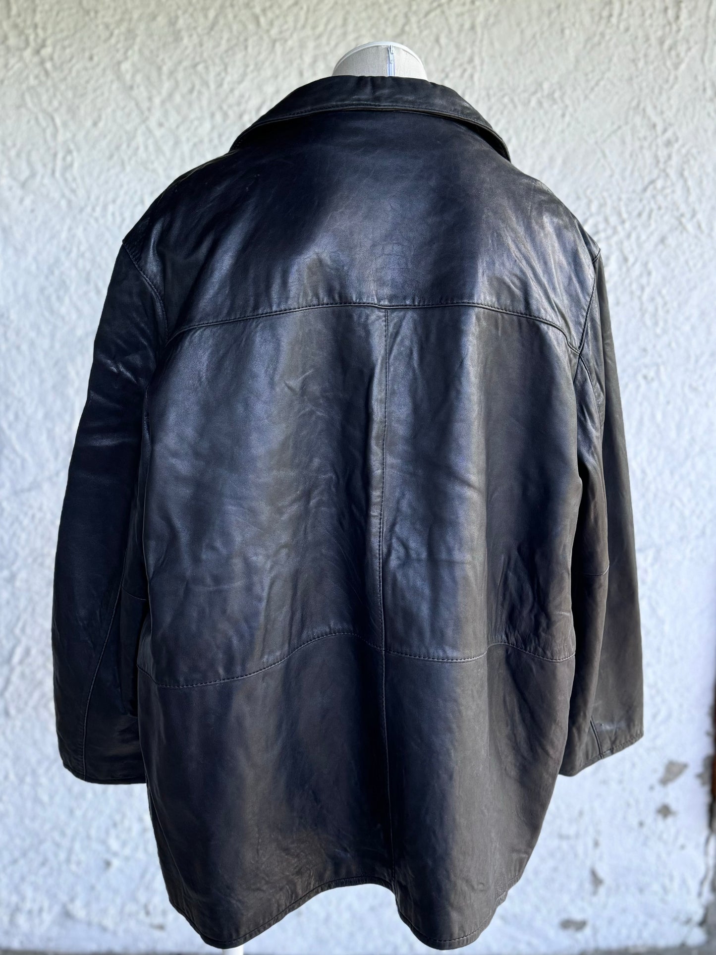 Y2K black leather jacket • Pierre Cardin
