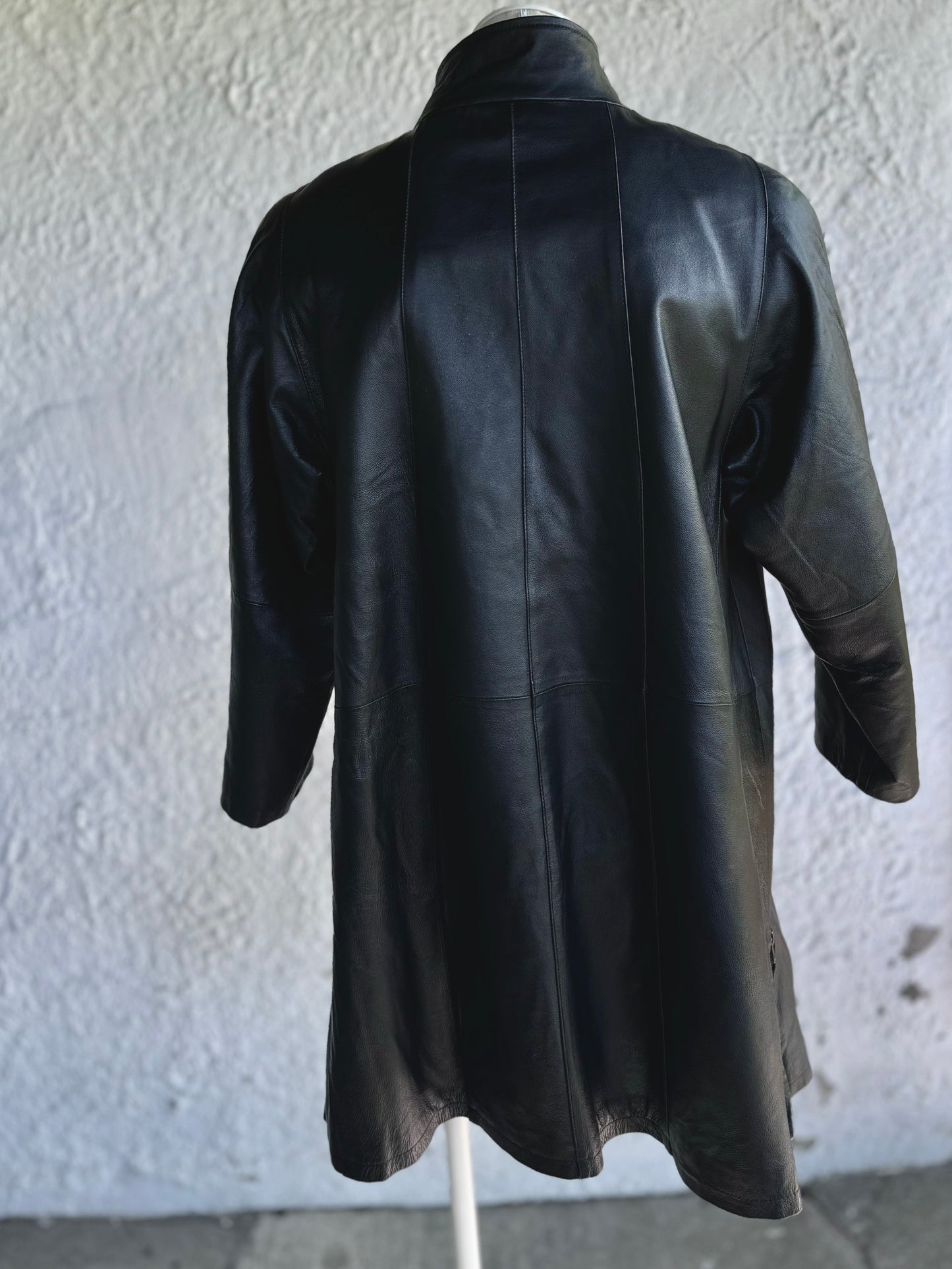 1990s vintage black leather coat • Estelle