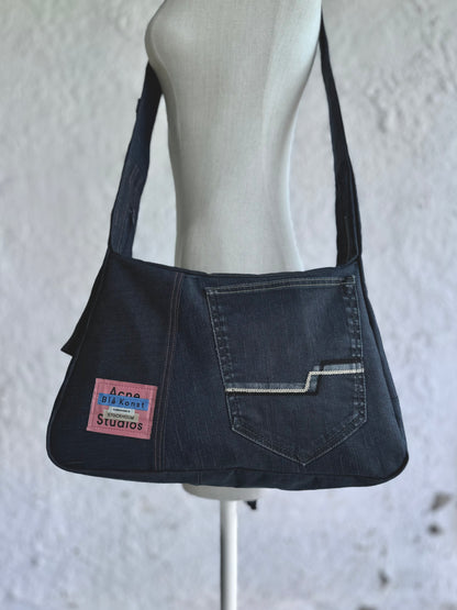 upcycled acne studios dark blue denim laptop bag by KIOKU Studio