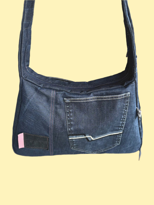 upcycled acne studios dark blue denim laptop bag by KIOKU Studio