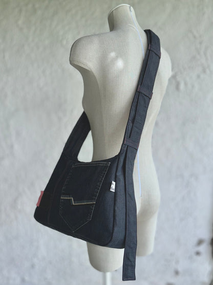 upcycled acne studios dark blue denim laptop bag by KIOKU Studio