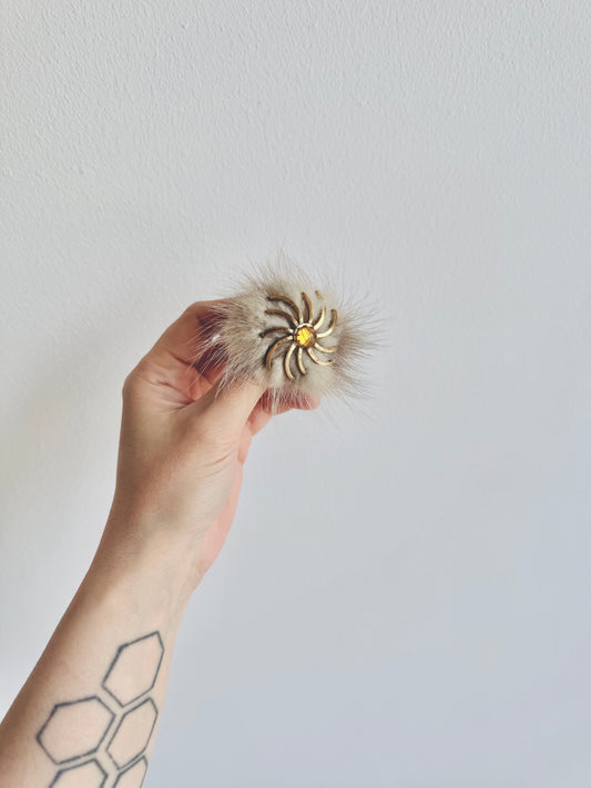 1950s norwegian vintage mink fur golden star brooch