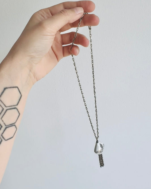 1970s norwegian vintage necklace in porcelan and silver • Anne Marie Ødegaard