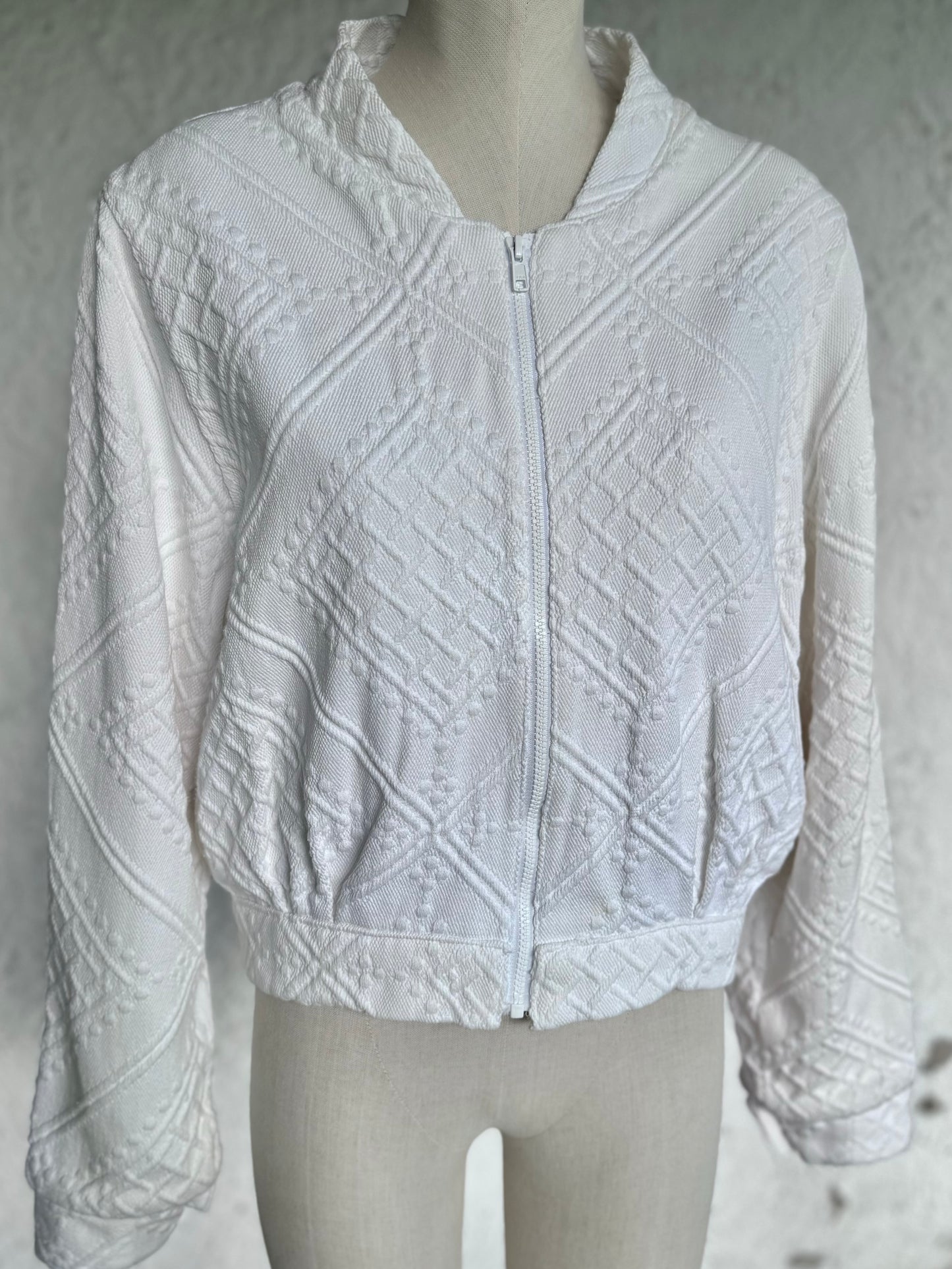 Angel • upcycled white bomber jacket • KIOKU Studio