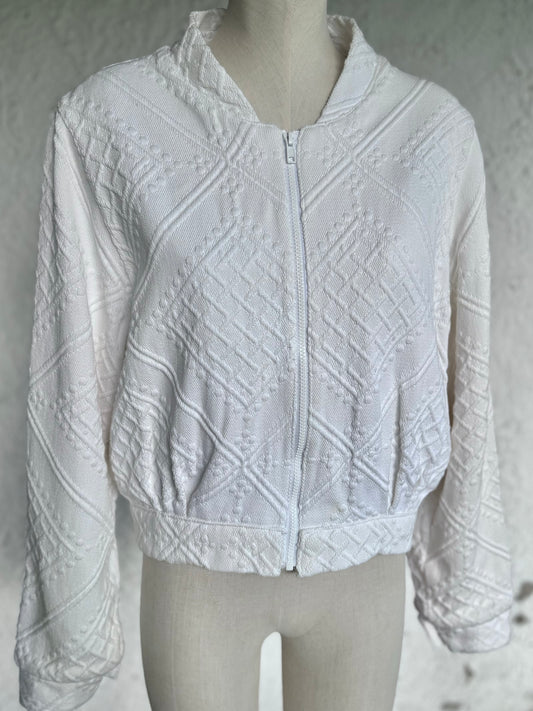 Angel • upcycled white bomber jacket • KIOKU Studio