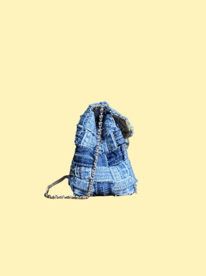 Gloria • upcycled woven denim handbag • KIOKU Studio