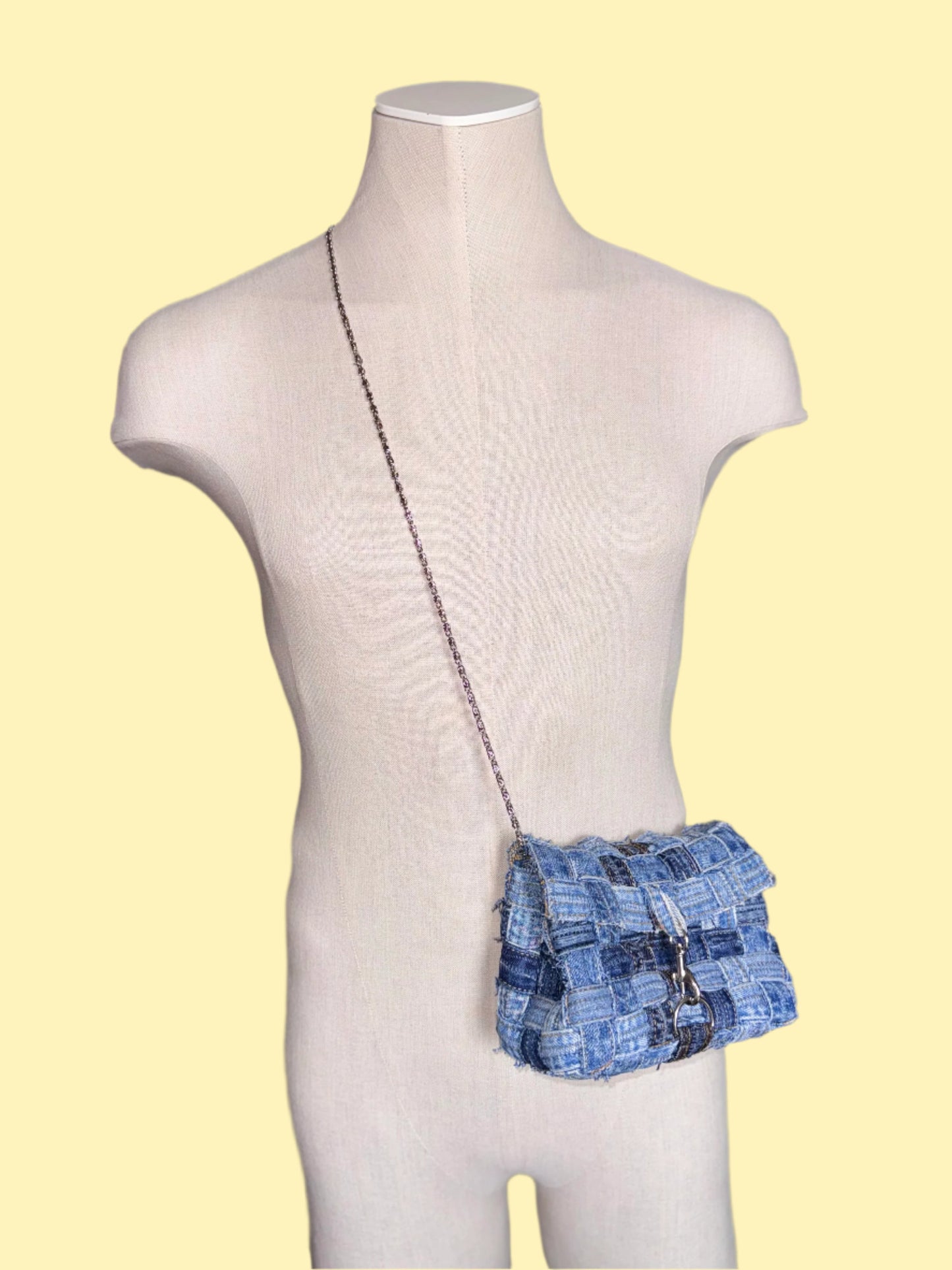 Gloria • upcycled woven denim handbag • KIOKU Studio