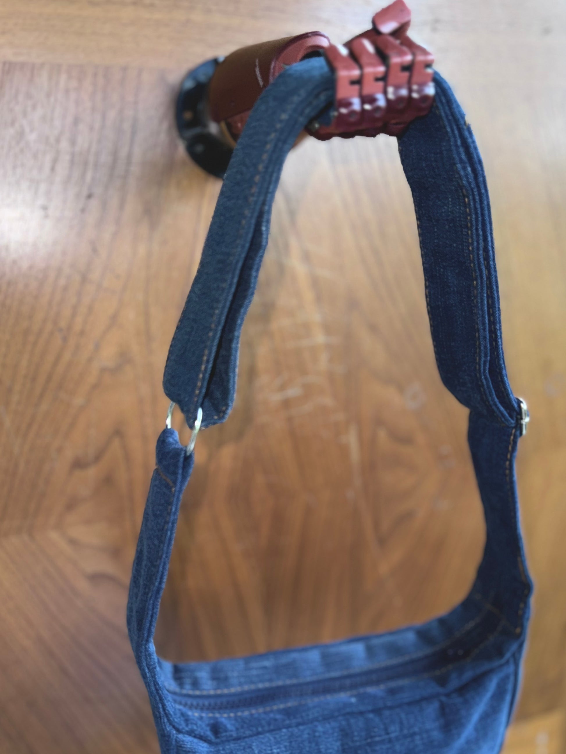Dark Denim upcycled handbag by KIOKU Studio