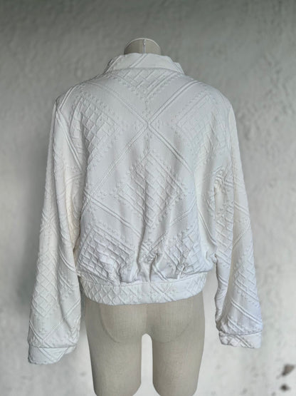 Angel • upcycled white bomber jacket • KIOKU Studio