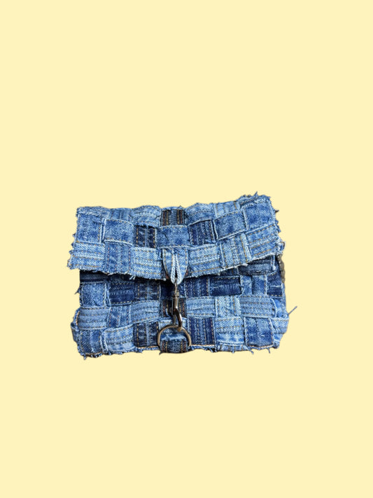 Gloria • upcycled woven denim handbag • KIOKU Studio