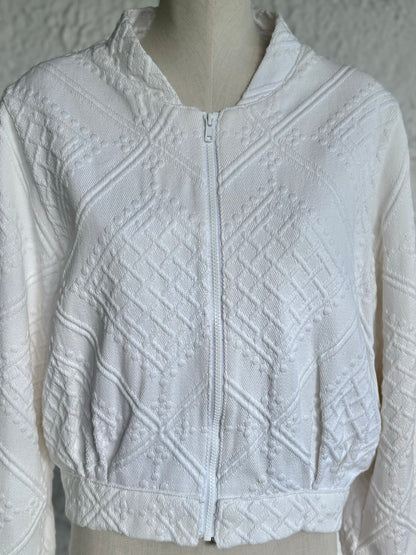 Angel • upcycled white bomber jacket • KIOKU Studio
