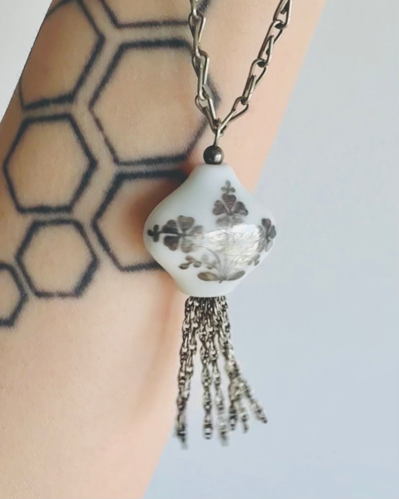 1970s norwegian vintage necklace in porcelan and silver • Anne Marie Ødegaard
