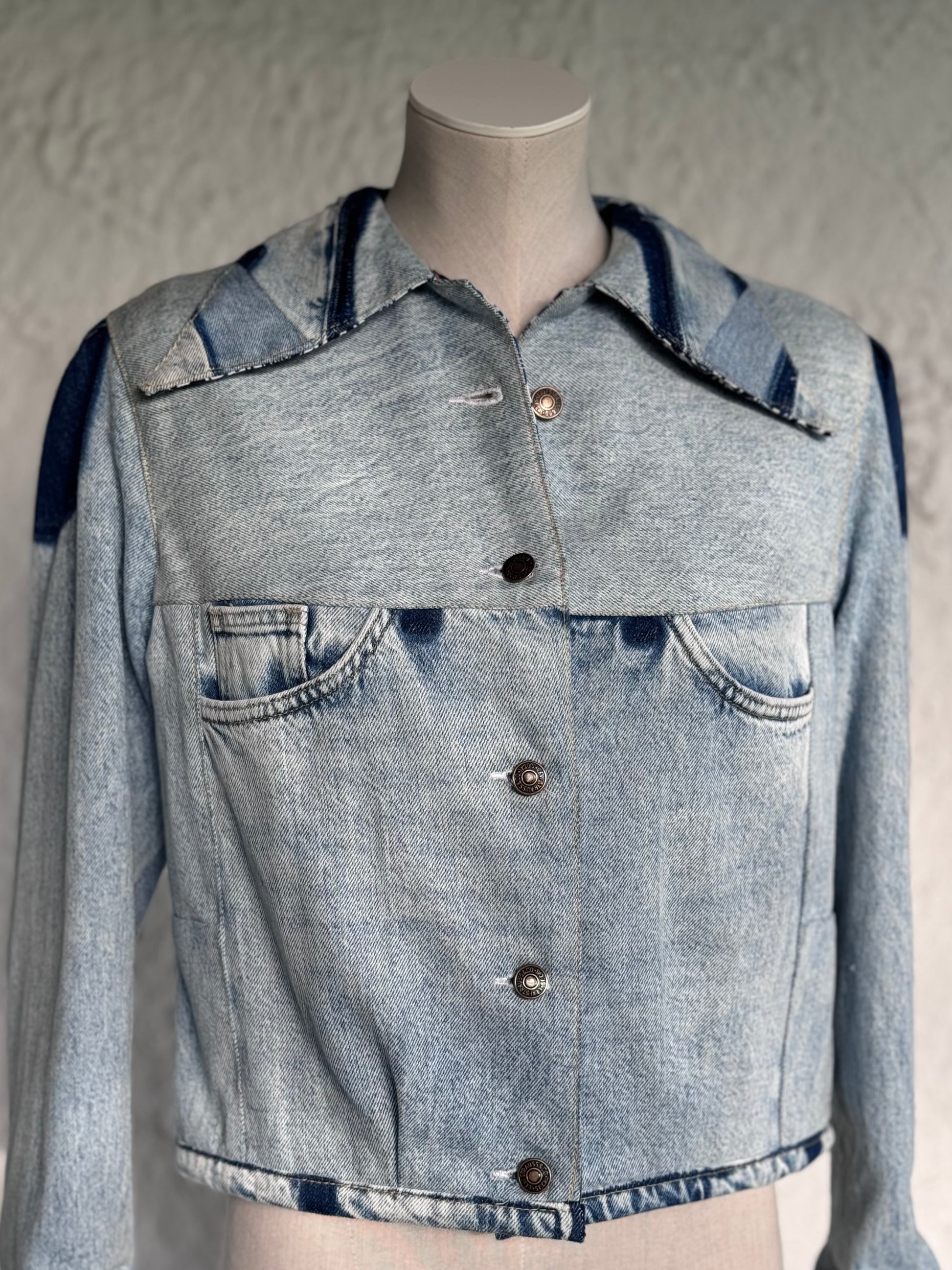 cropped patched denim jacket by KIOKU Studio