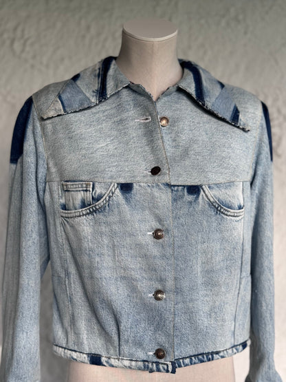 cropped patched denim jacket by KIOKU Studio