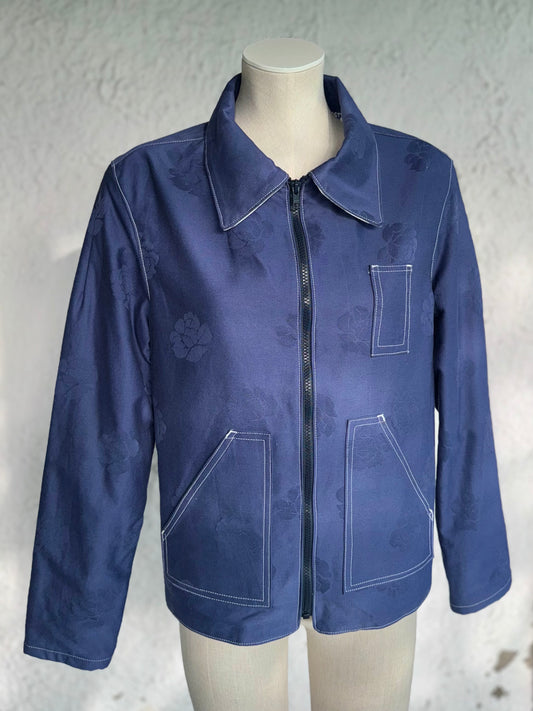 blue roses cotton jacket by KIOKU Studio