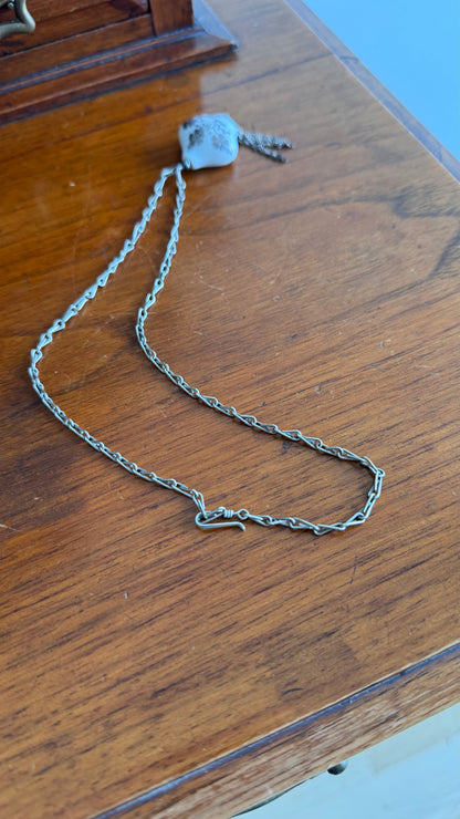 1970s norwegian vintage necklace in porcelan and silver • Anne Marie Ødegaard