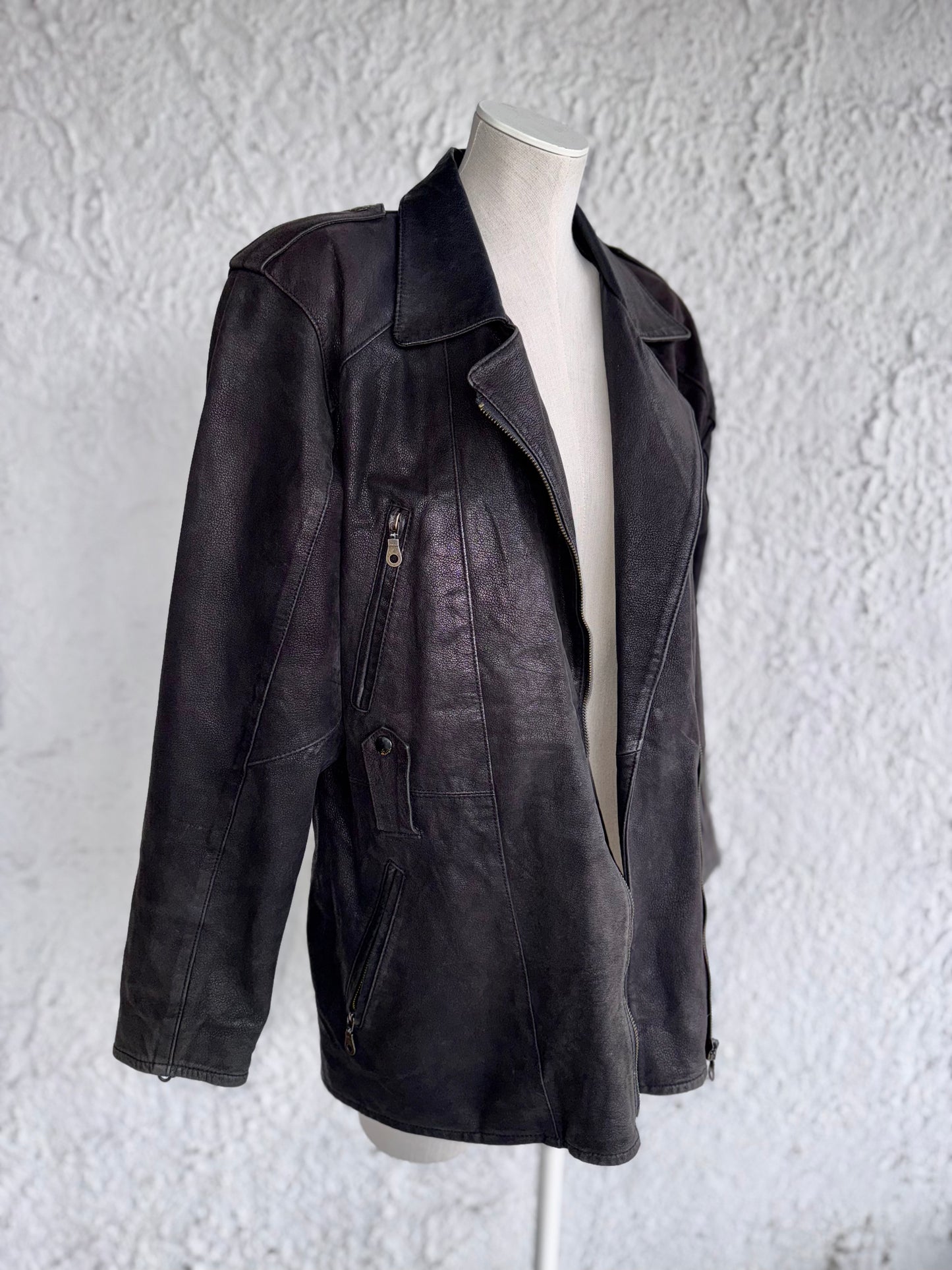 1990s vintage black leather jacket • k cero