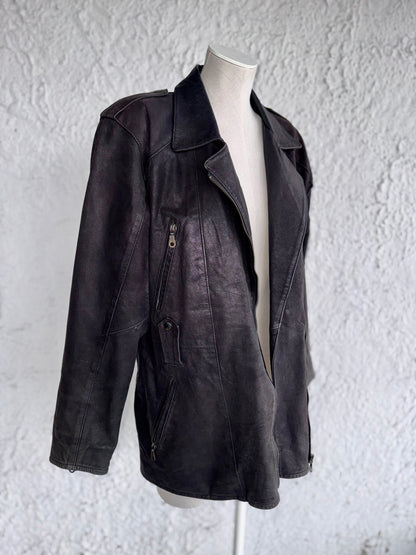 1990s vintage black leather jacket • k cero