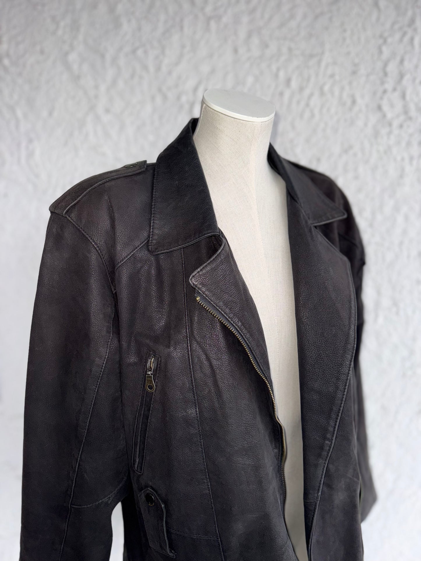 1990s vintage black leather jacket • k cero