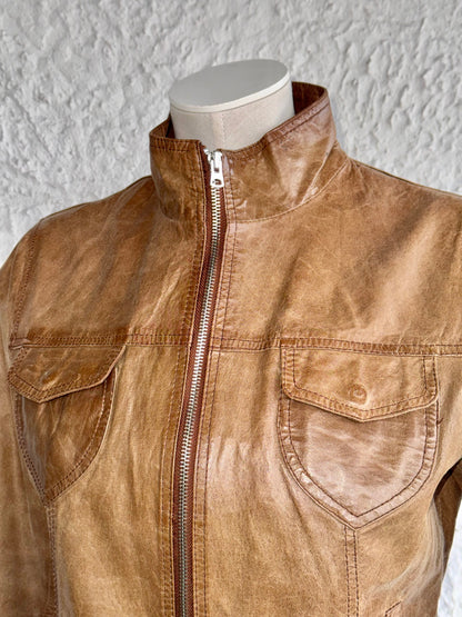 1990s vintage brown leather jacket • conbipel