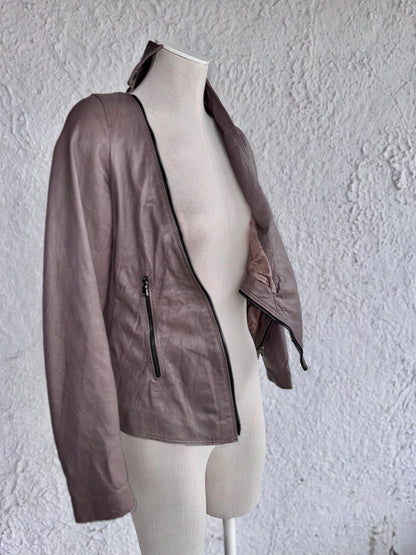 y2k taupe leather jacket • opium