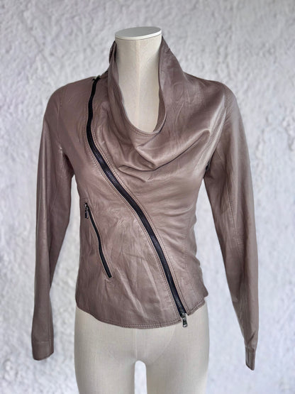 y2k taupe leather jacket • opium