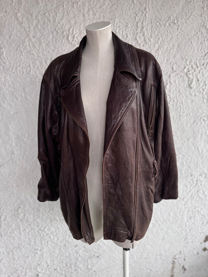 1970s vintage brown leather jacket • clan
