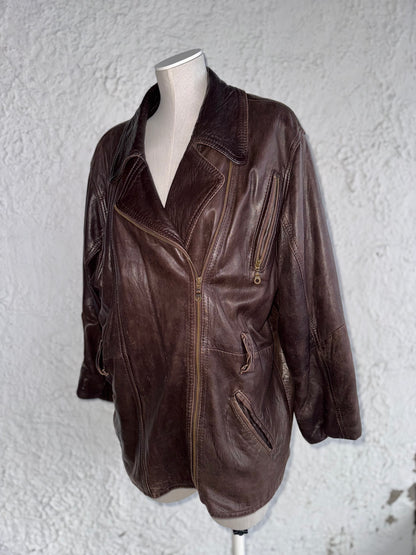 1970s vintage brown leather jacket • clan