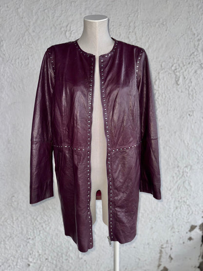 1990s vintage plum leather coat • mainpol