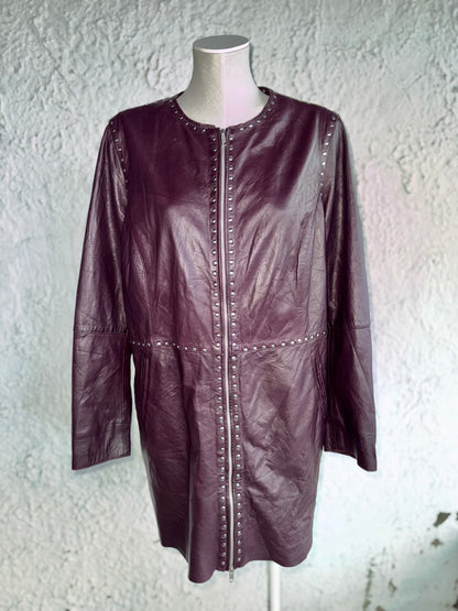 1990s vintage plum leather coat • mainpol
