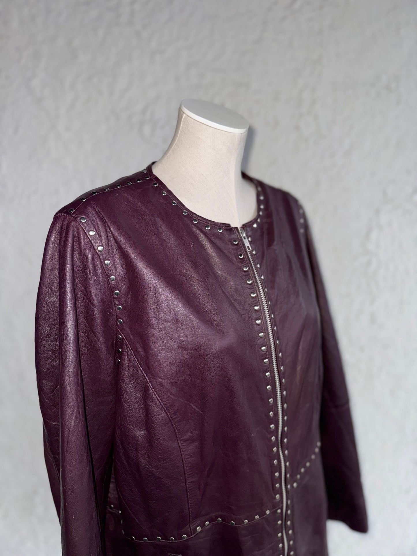 1990s vintage plum leather coat • mainpol