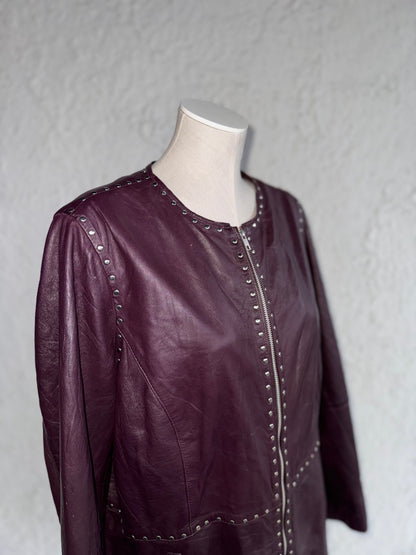 1990s vintage plum leather coat • mainpol