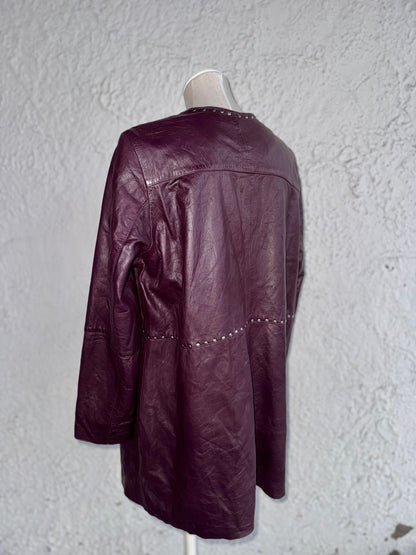 1990s vintage plum leather coat • mainpol