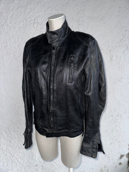 y2k black leather jacket • quintessence