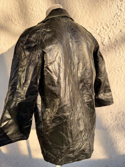 1990s vintage black patchwork leather jacket • alex