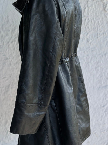 Y2K black leather coat • Saki