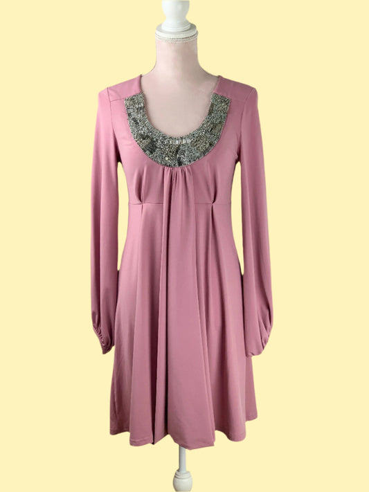 1990s vintage pale pink silver beaded dress • Jeff Gallano