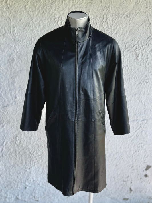 1990s vintage black leather coat • Estelle